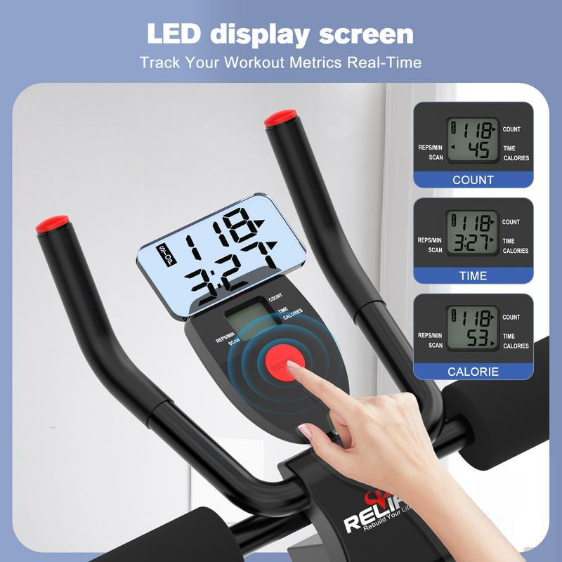 Relife Sports Adjustable Foldable Ab Trainer Machine with LCD Monitor | Home Gym Core, Abs & Waist Shaper | Knee Protection & Resistance/Elastic Bands | Arm, Leg & Buttocks Workout Equipment | Beginner-Friendly