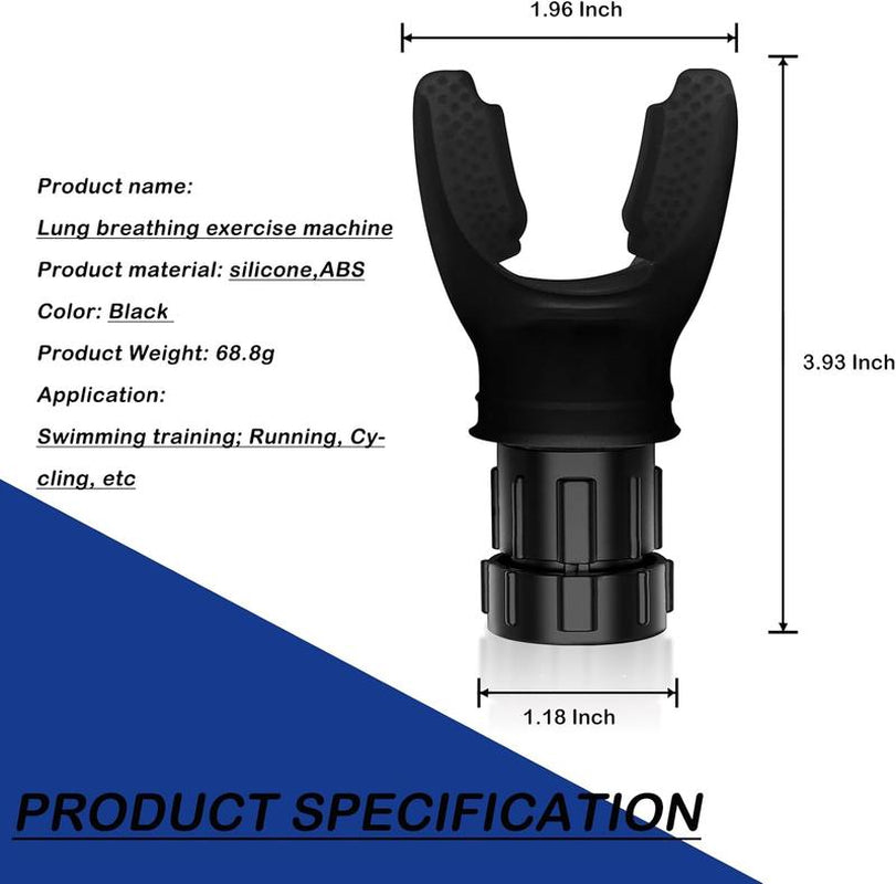 The Lung Trainer - Breathing Trainer Lung Respirator Fitness Equipment - Adjustable Resistance for Respiratory Muscle Training, Reduce Shortness of Breath - Black
